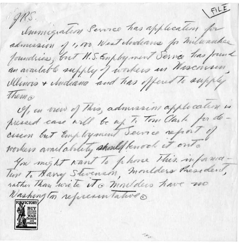 Correspondence Between Joseph Joebken and John Steelman