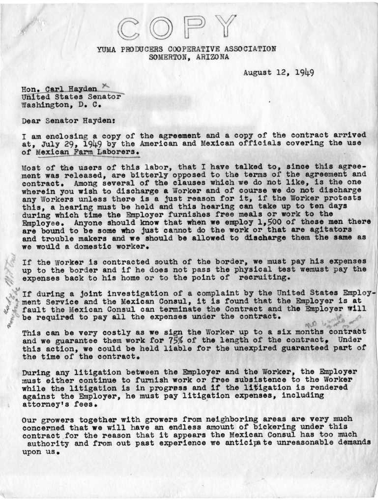 Correspondence Between Harry S. Truman and Clinton P. Anderson