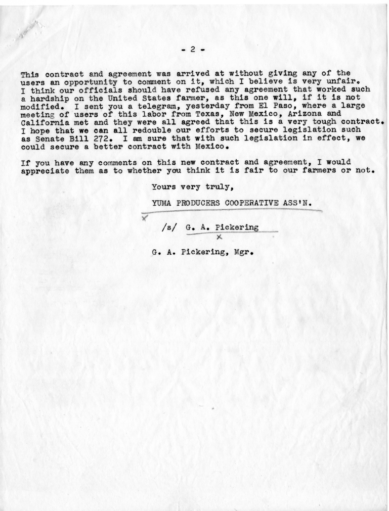 Correspondence Between Harry S. Truman and Clinton P. Anderson