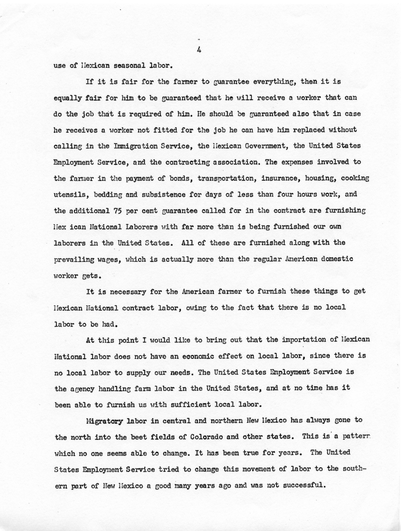 Statement of Delmar Roberts Before the President&rsquo;s Commission on Migratory Labor