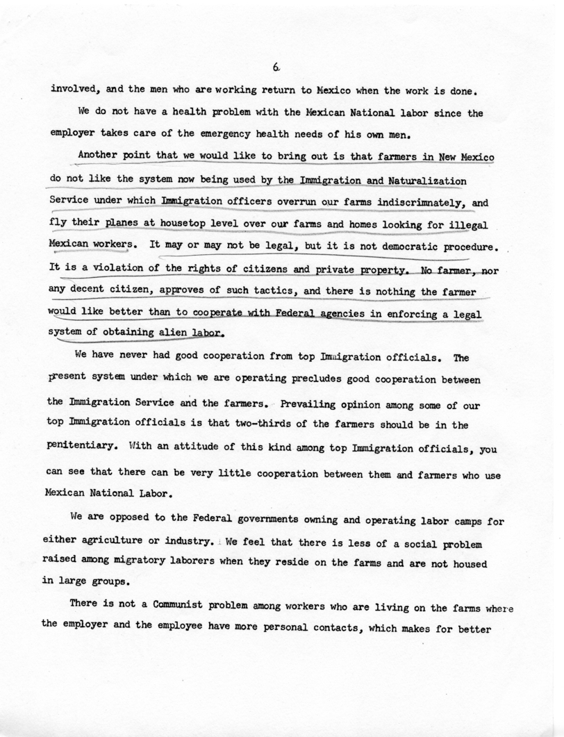 Statement of Delmar Roberts Before the President&rsquo;s Commission on Migratory Labor