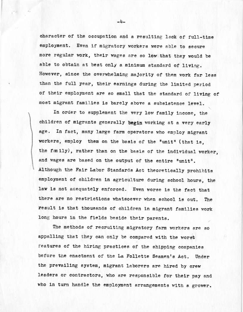 Statement of William Green to the President&rsquo;s Commission on Migratory Labor