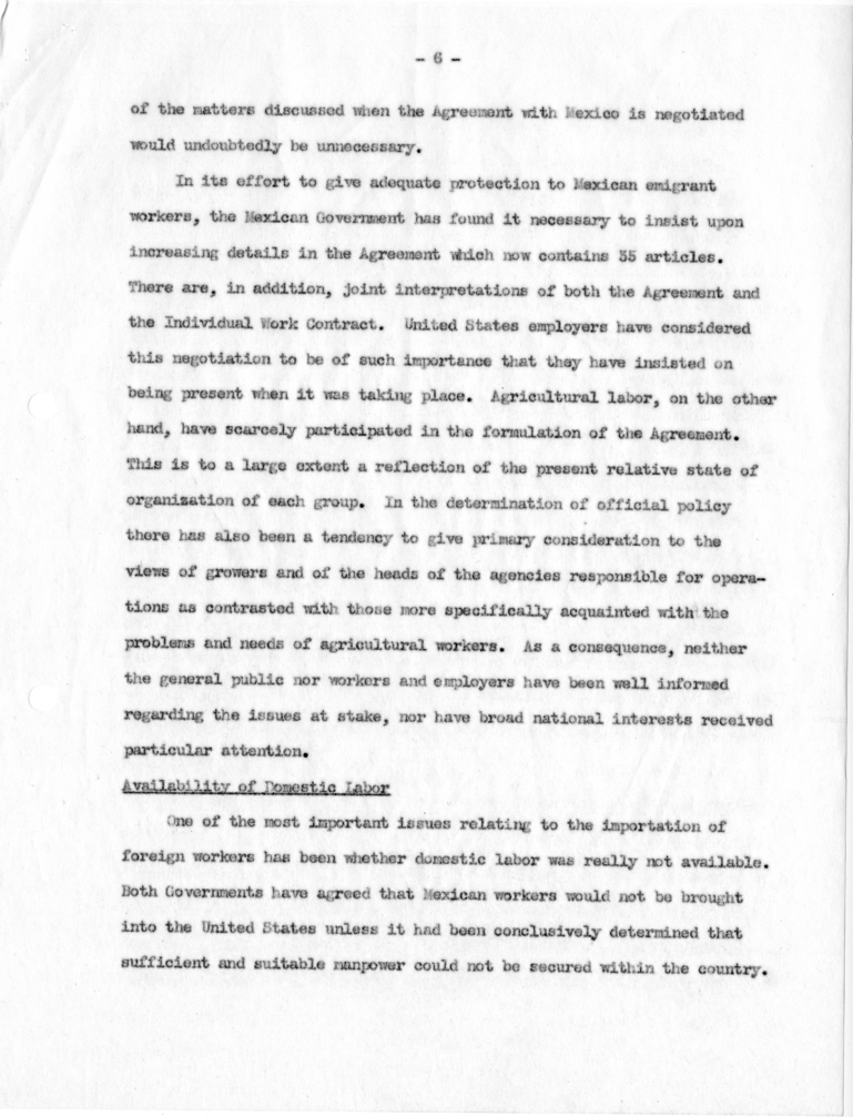 Robert C. Jones, &ldquo;Mexico-United States Agricultural Labor Recruitment Program and Its Operation&quot;