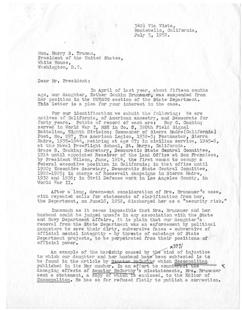 Letter from Charles S. Murphy to Representative Chet Holifield, with Attachments and Related Material