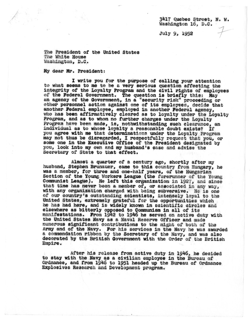 Memorandum from President Harry S. Truman to Secretary of State Dean Acheson, with Related Material