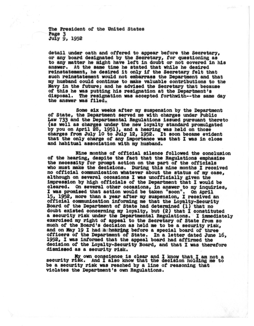 Memorandum from President Harry S. Truman to Secretary of State Dean Acheson, with Related Material