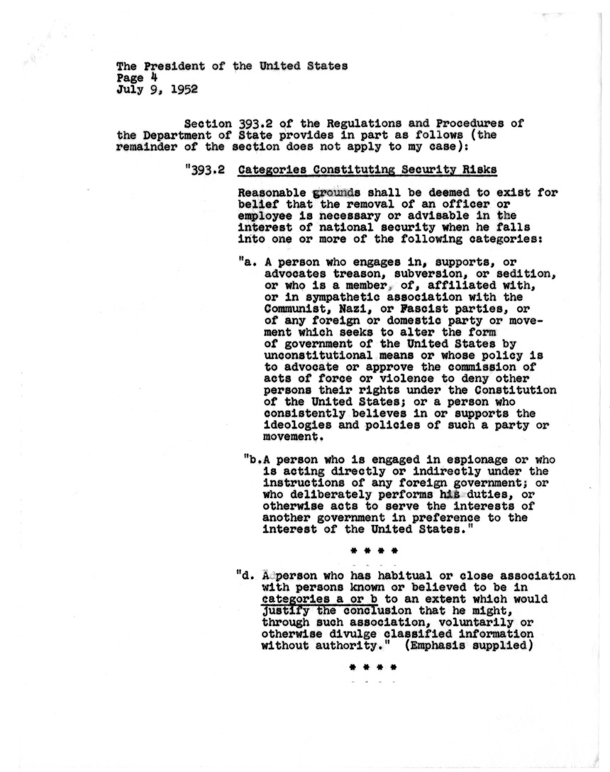 Memorandum from President Harry S. Truman to Secretary of State Dean Acheson, with Related Material