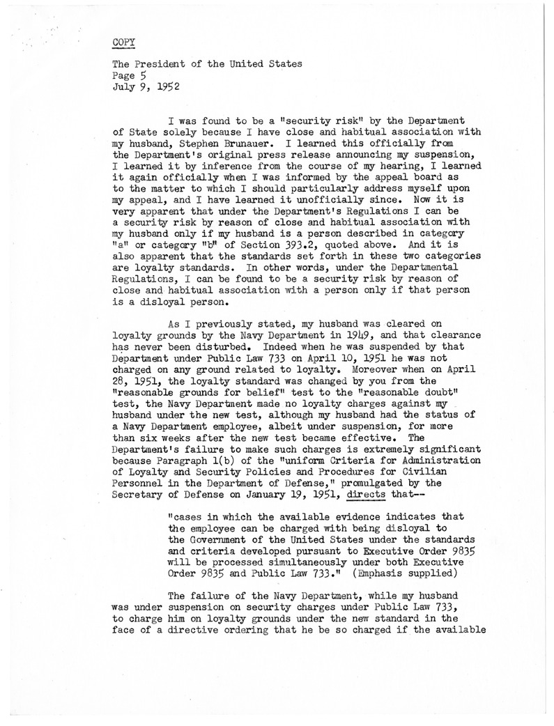 Memorandum from President Harry S. Truman to Secretary of State Dean Acheson, with Related Material