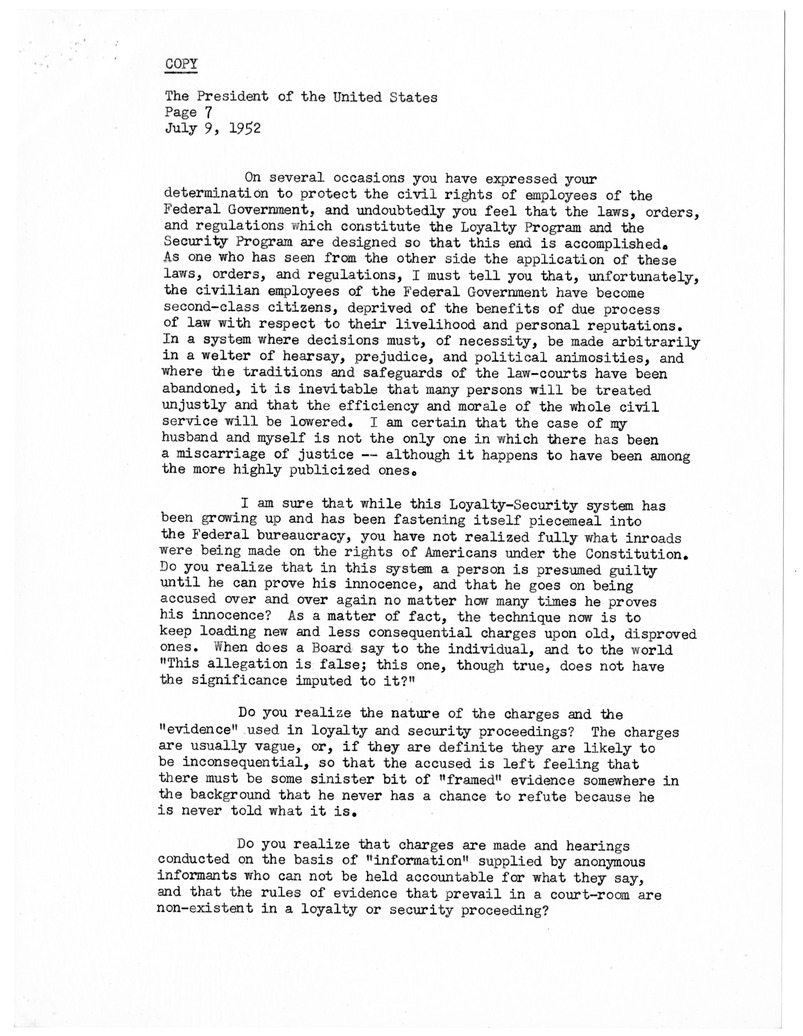 Memorandum from President Harry S. Truman to Secretary of State Dean Acheson, with Related Material