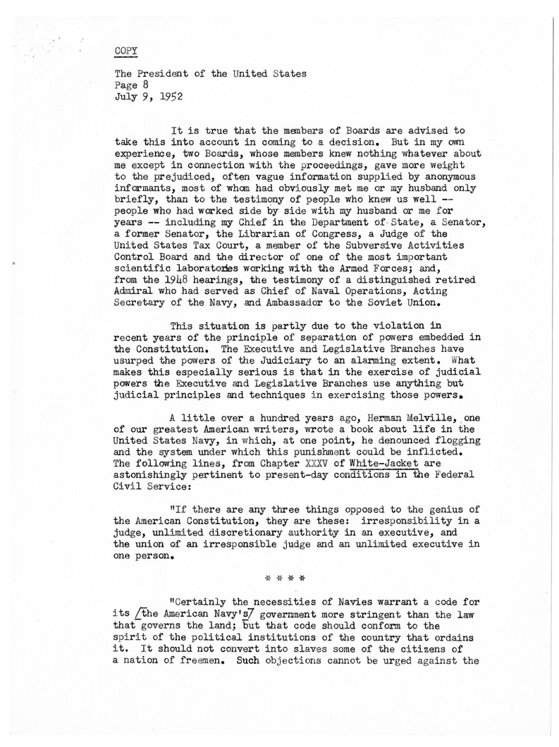 Memorandum from President Harry S. Truman to Secretary of State Dean Acheson, with Related Material