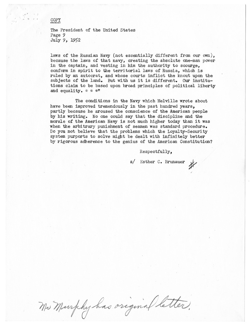 Memorandum from President Harry S. Truman to Secretary of State Dean Acheson, with Related Material