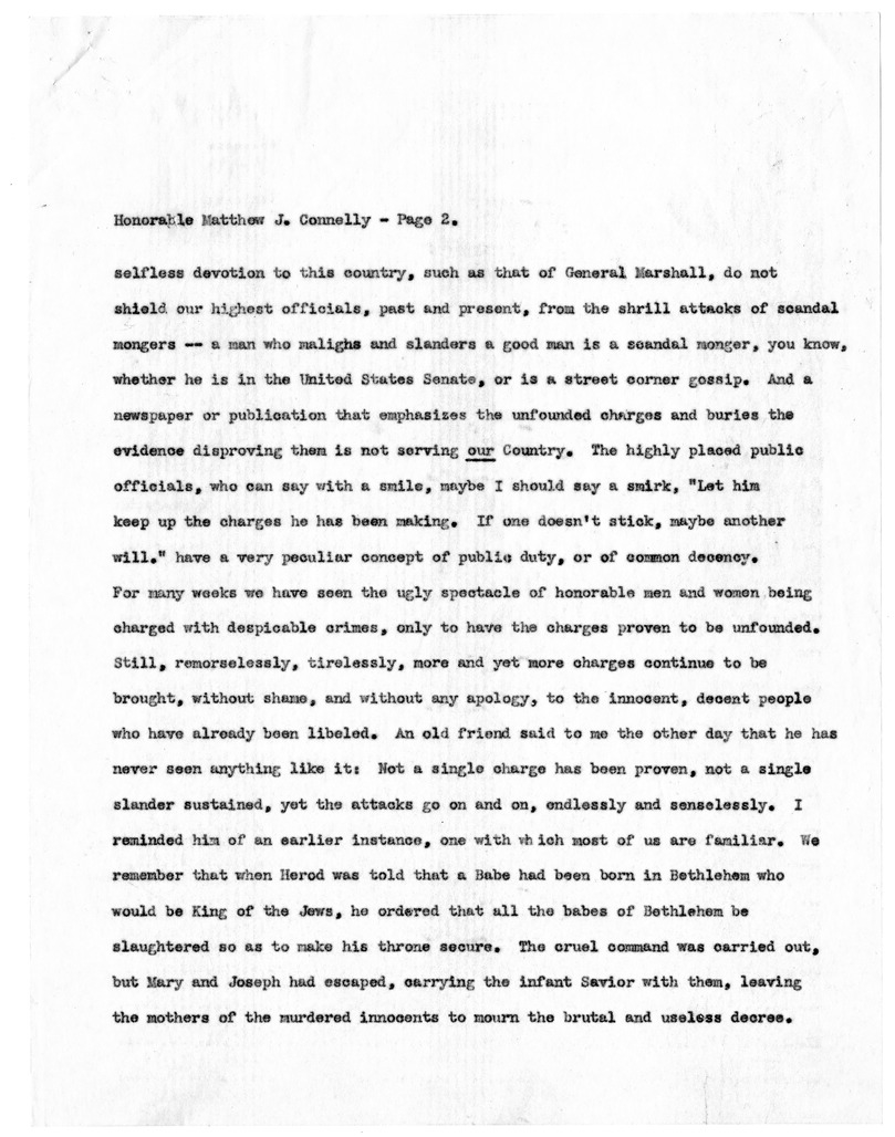 Teletype Message from Donald S. Dawson to Matthew J. Connelly