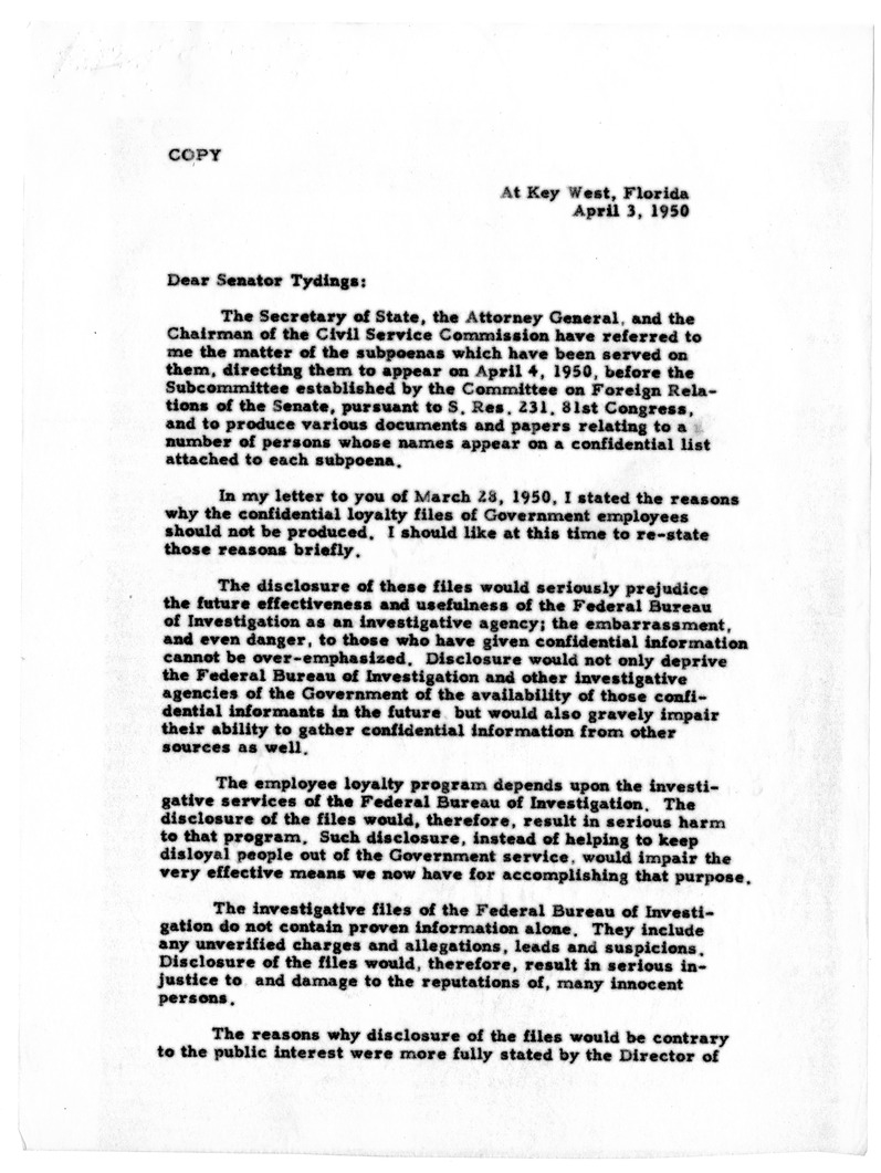 Memorandum from Charles S. Murphy to Harry B. Mitchell, with Attachments