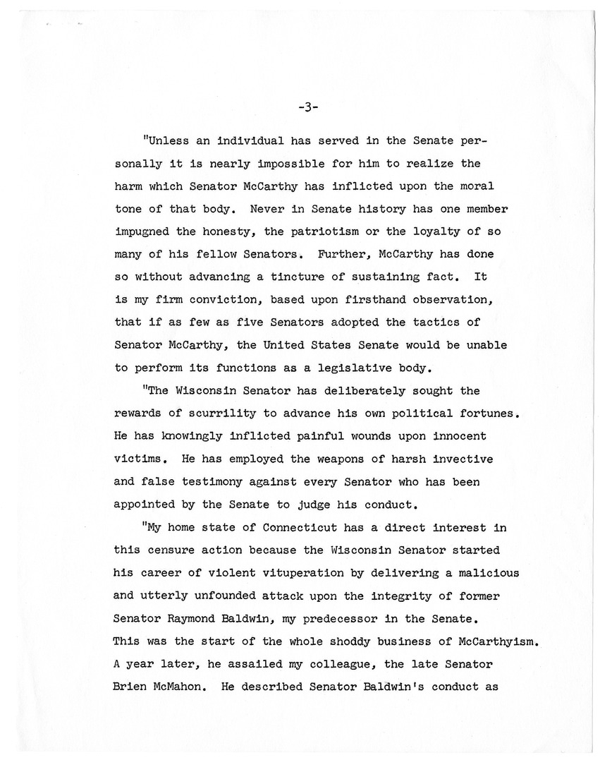 Statement of Former Senator William Benton Statement