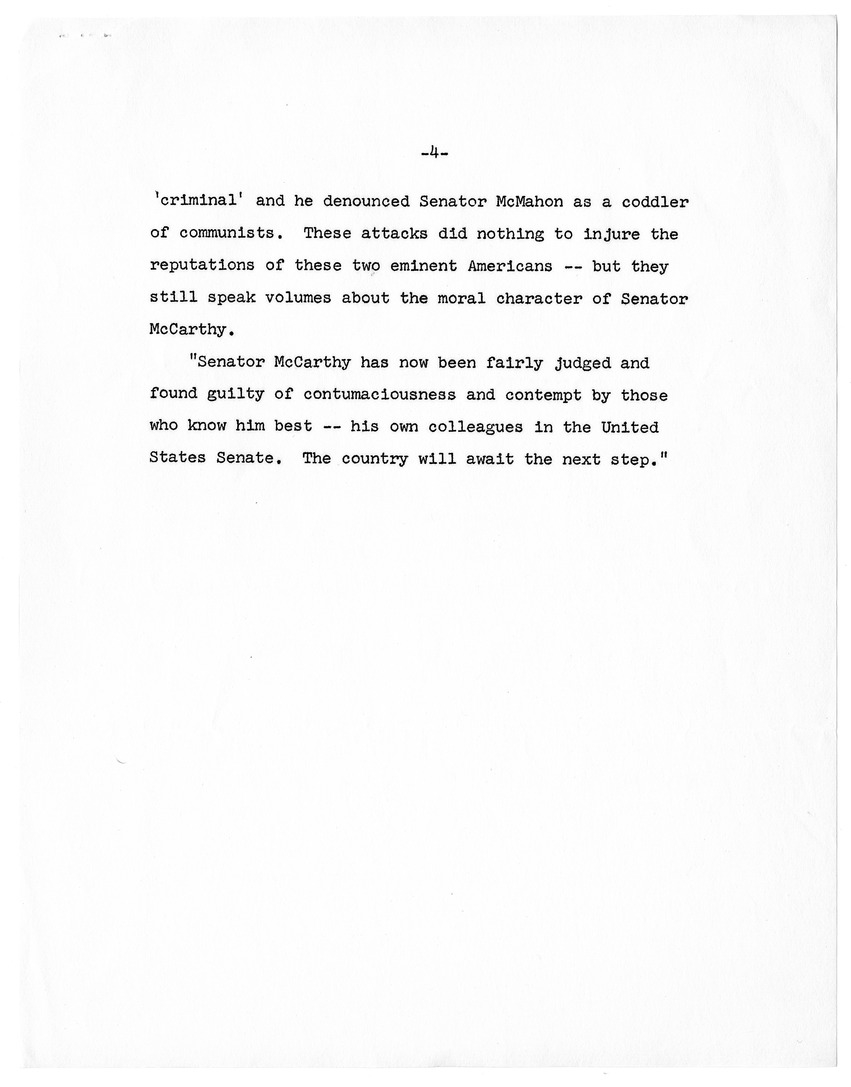 Statement of Former Senator William Benton Statement