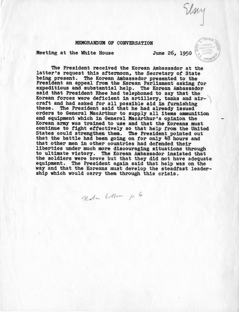 Memorandum of Conversation