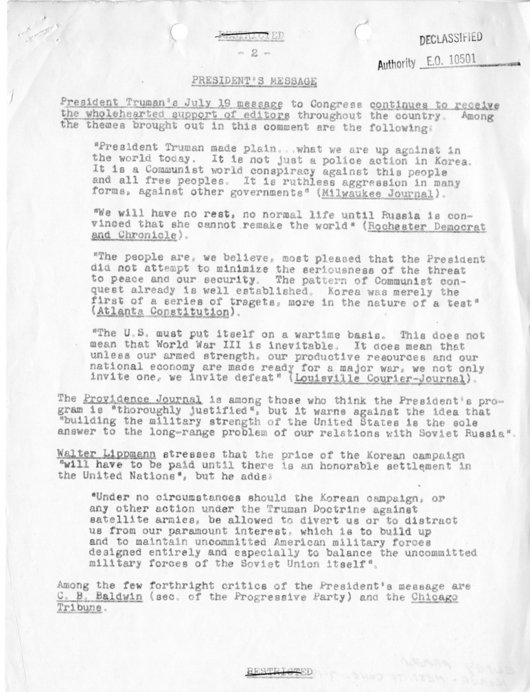 State Department Opinion Summary