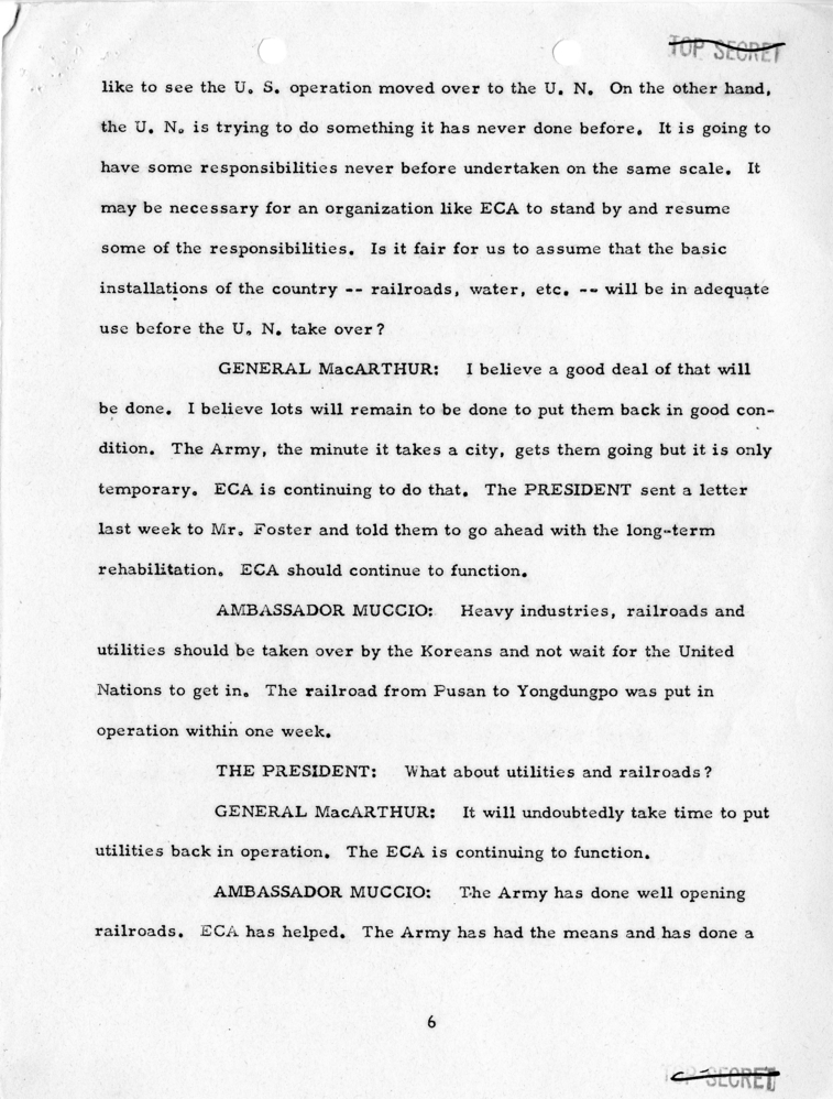 &quot;Substance of Statements Made at Wake Island Conference&quot;