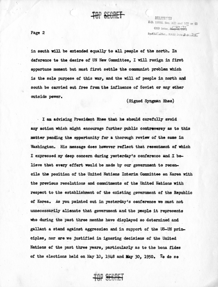 Douglas MacArthur to Harry S. Truman