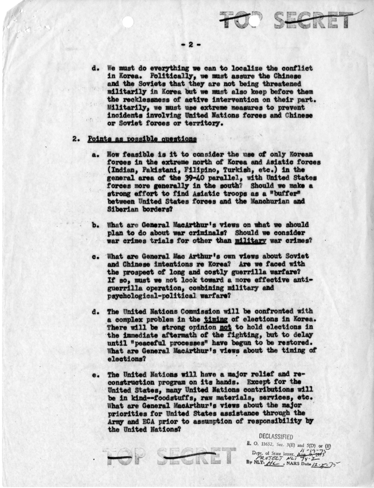 Notes on the Wake Island Conference