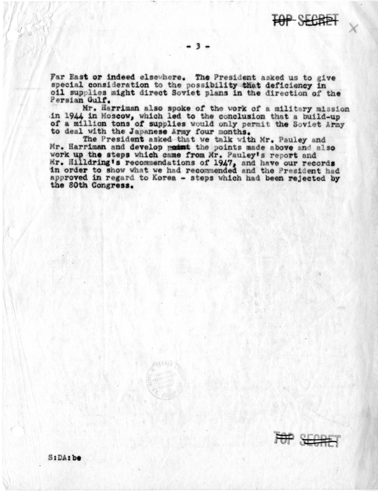 Notes Regarding National Security Council Meeting