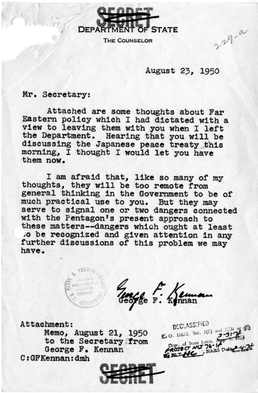 Memorandum, George F. Kennan to Dean Acheson