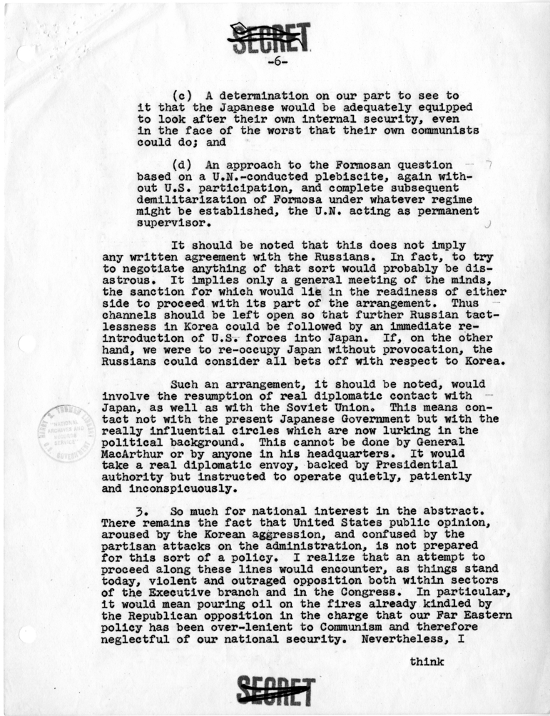 Memorandum, George F. Kennan to Dean Acheson
