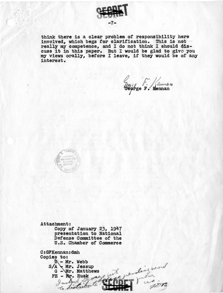 Memorandum, George F. Kennan to Dean Acheson