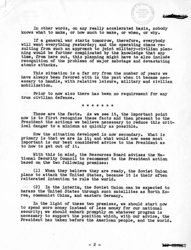 James S. Lay to National Security Council, with attachment