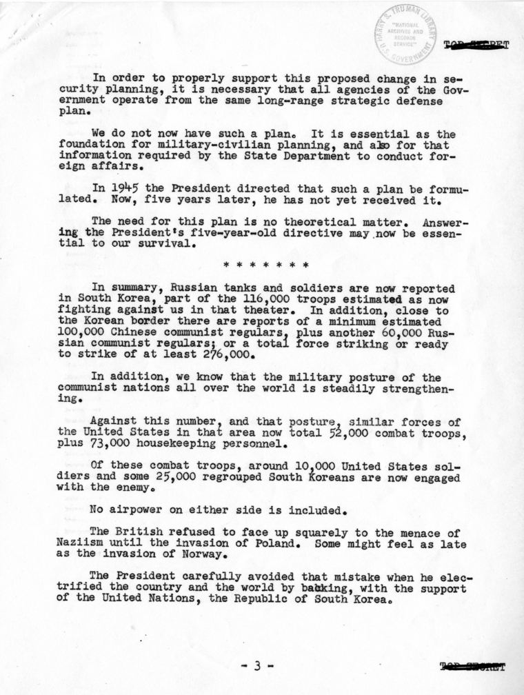 James S. Lay to National Security Council, with attachment