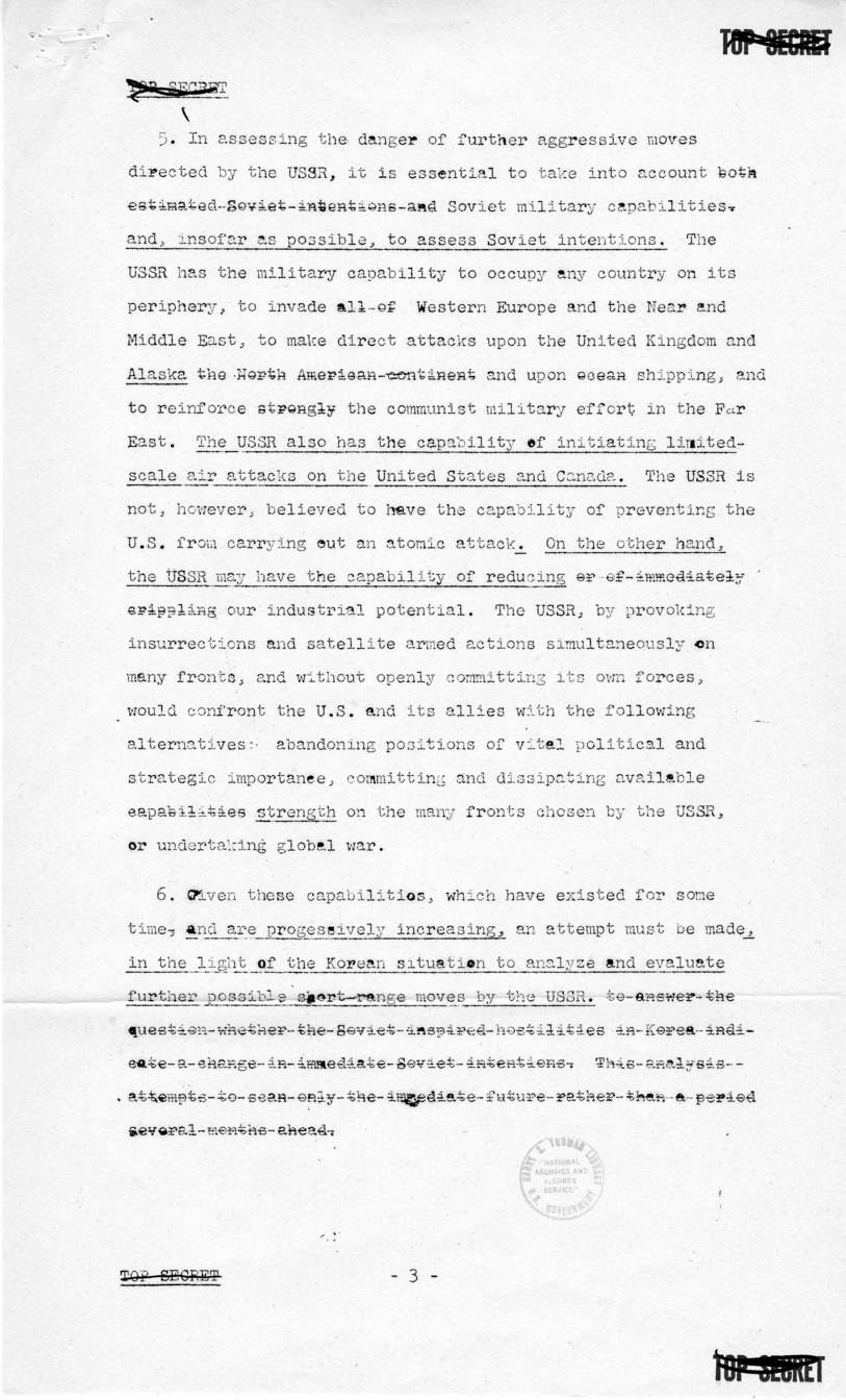 Report to the National Security Council 73/2, &quot;The Position and Actions of the United States With Respect to Possible Further Soviet Moves in the Light of the Korean Situation&quot;