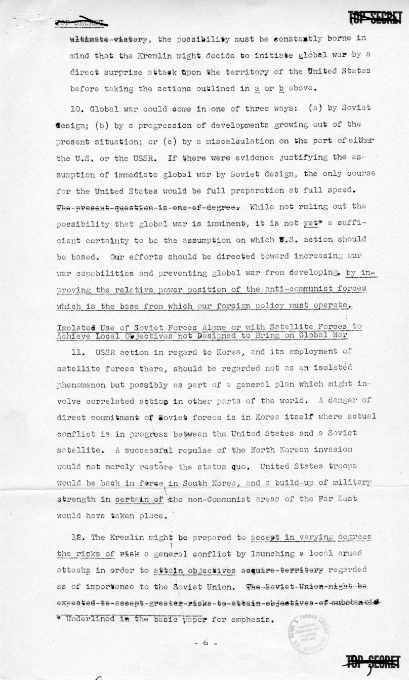 Report to the National Security Council 73/2, &quot;The Position and Actions of the United States With Respect to Possible Further Soviet Moves in the Light of the Korean Situation&quot;