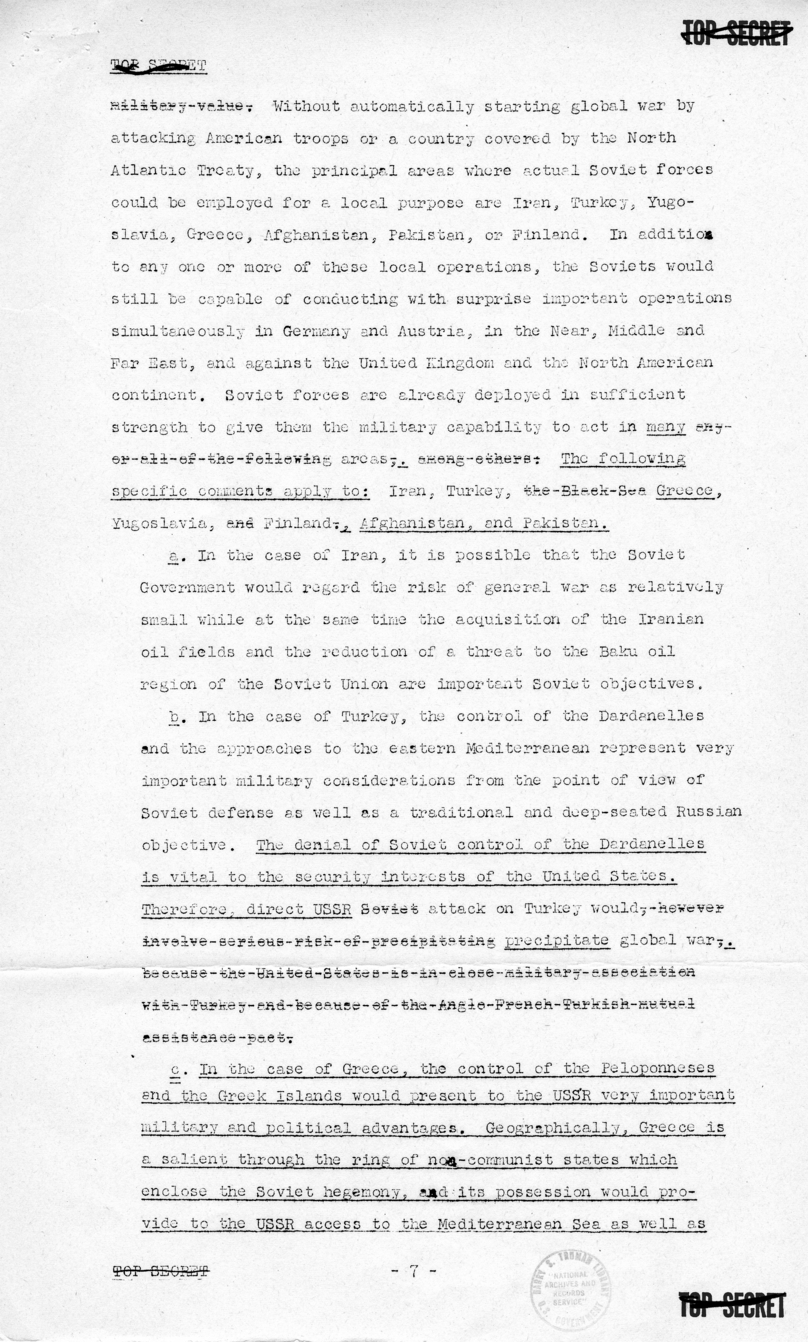 Report to the National Security Council 73/2, &quot;The Position and Actions of the United States With Respect to Possible Further Soviet Moves in the Light of the Korean Situation&quot;