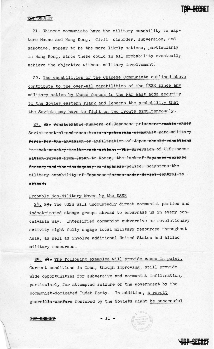 Report to the National Security Council 73/2, &quot;The Position and Actions of the United States With Respect to Possible Further Soviet Moves in the Light of the Korean Situation&quot;