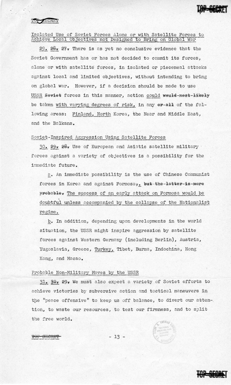 Report to the National Security Council 73/2, &quot;The Position and Actions of the United States With Respect to Possible Further Soviet Moves in the Light of the Korean Situation&quot;
