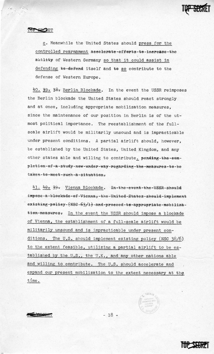 Report to the National Security Council 73/2, &quot;The Position and Actions of the United States With Respect to Possible Further Soviet Moves in the Light of the Korean Situation&quot;