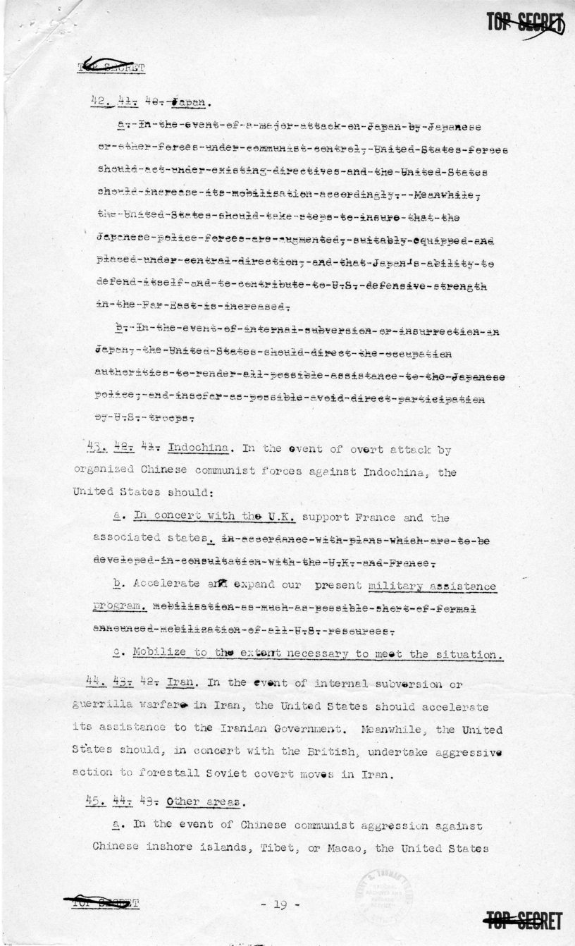 Report to the National Security Council 73/2, &quot;The Position and Actions of the United States With Respect to Possible Further Soviet Moves in the Light of the Korean Situation&quot;