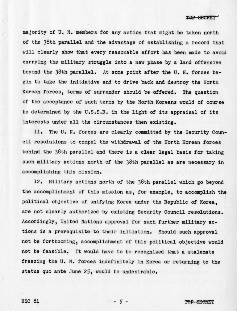 National Security Council Report 81, &quot;United States Courses of Action With Respect to Korea&quot;