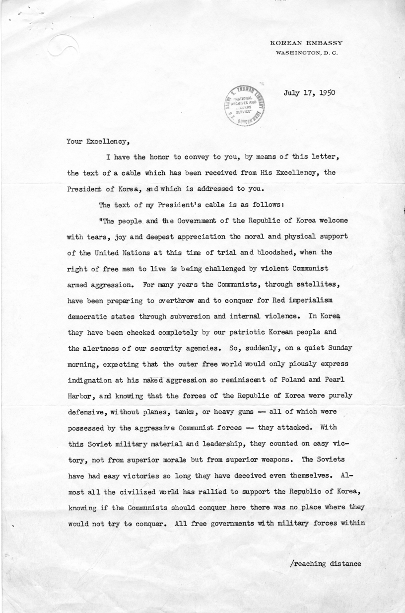 John M. Chang to Harry S. Truman