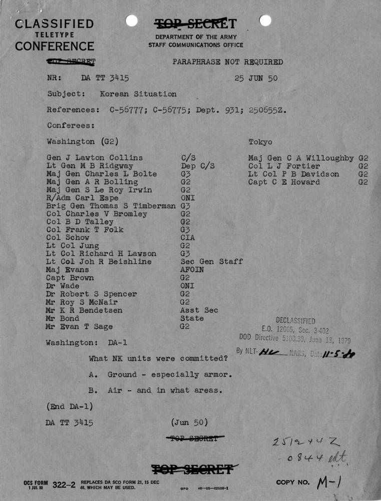 Army Department Teleype Conference