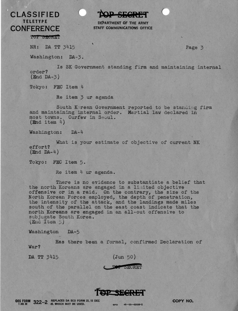 Army Department Teleype Conference