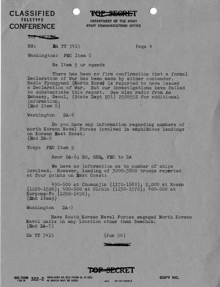 Army Department Teleype Conference