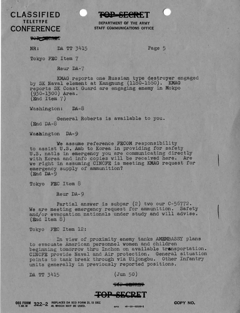 Army Department Teleype Conference