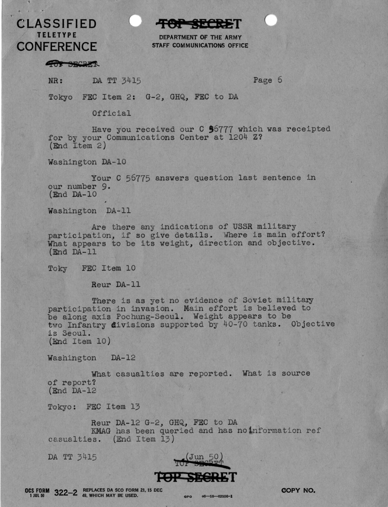 Army Department Teleype Conference