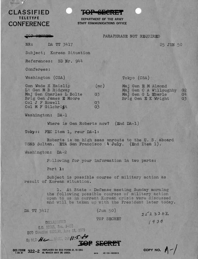 Army Department Teletype Conference