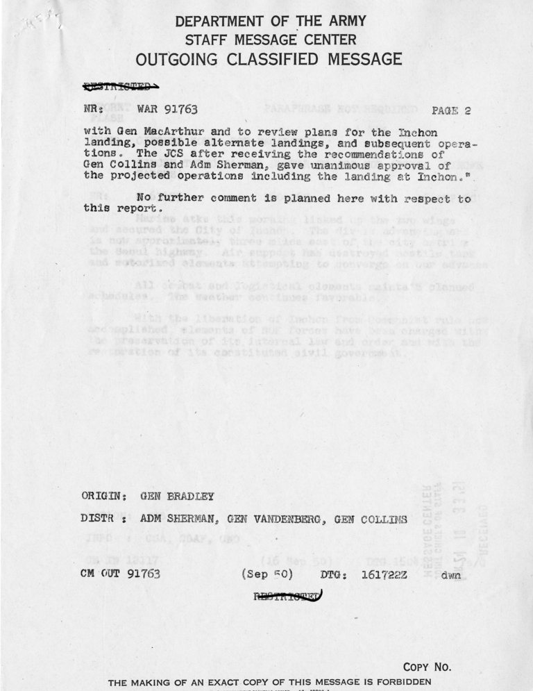 Joint Chiefs of Staff to Douglas MacArthur