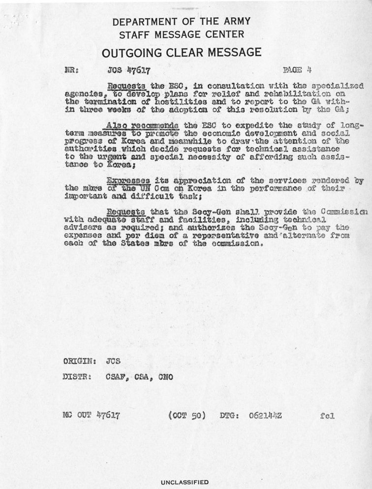 Joint Chiefs of Staff to Douglas MacArthur