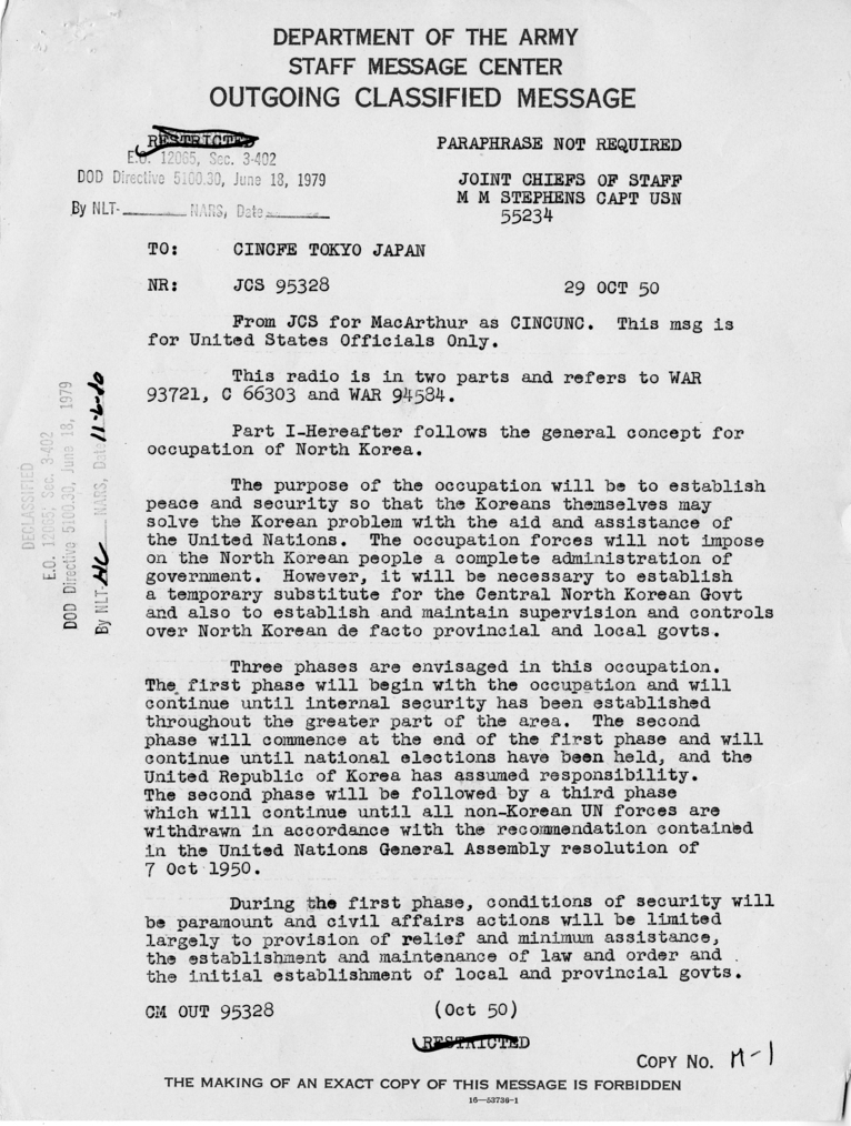 Joint Chiefs of Staff to Douglas MacArthur