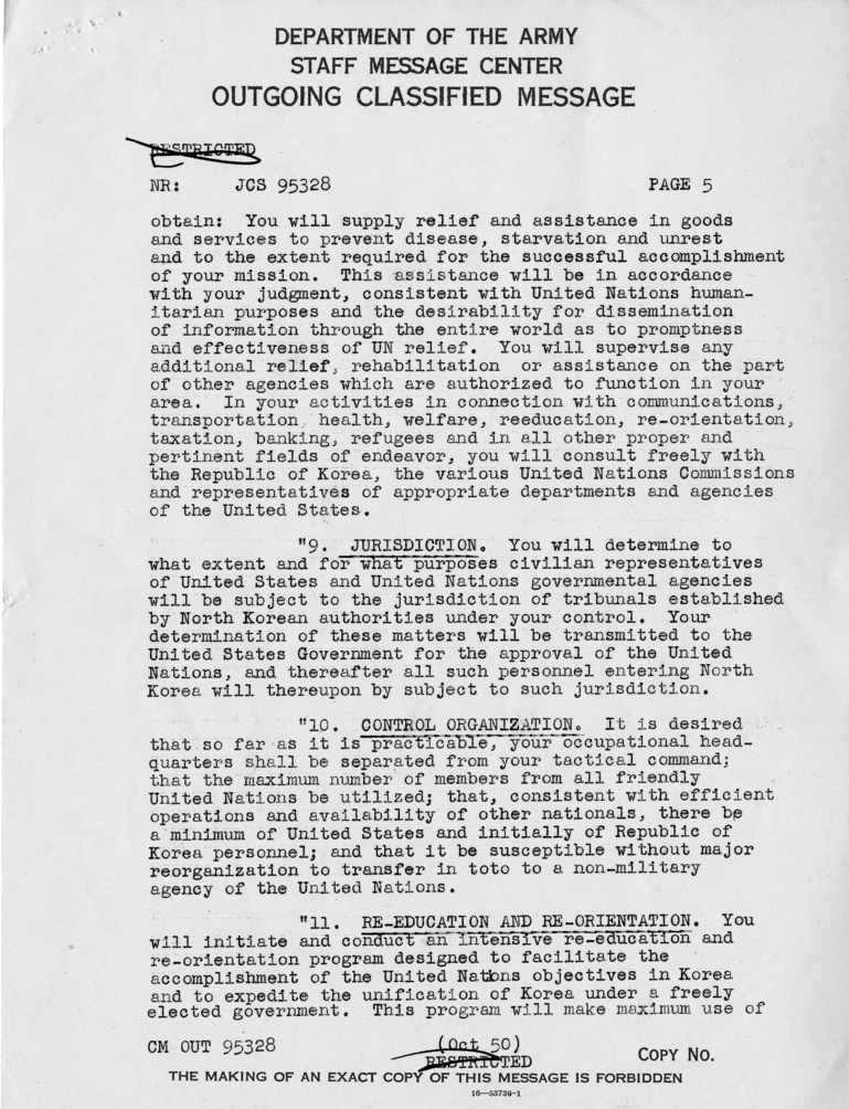 Joint Chiefs of Staff to Douglas MacArthur