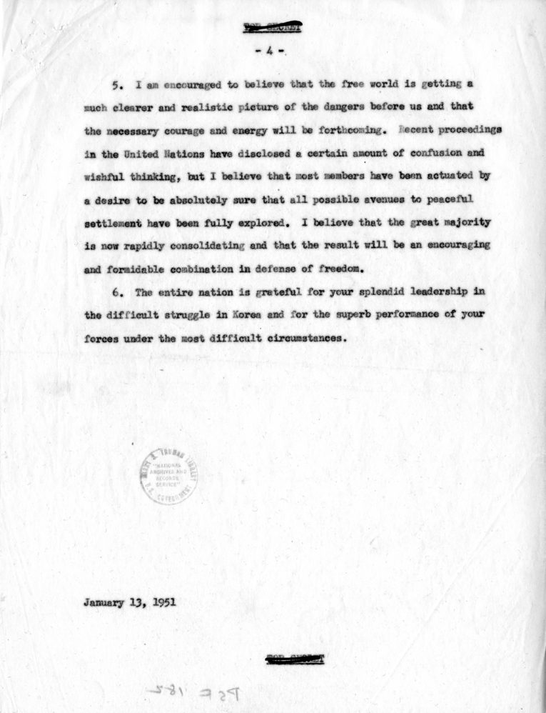 Harry S. Truman to Douglas MacArthur